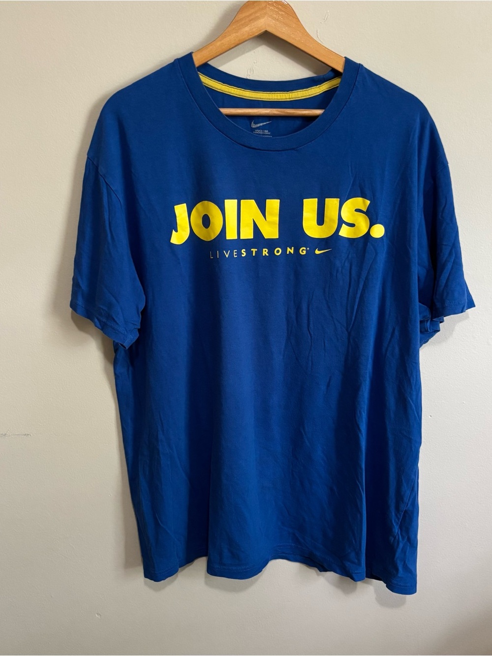 Nike Livestrong “Join Us” Blue Graphic T-Shirt XL Cancer Awareness Tee